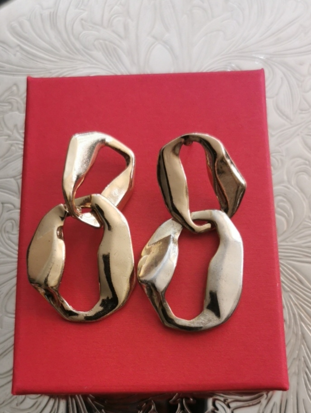 Gold-Tone Sculptural Link Drop Earrings - Women Jewelry